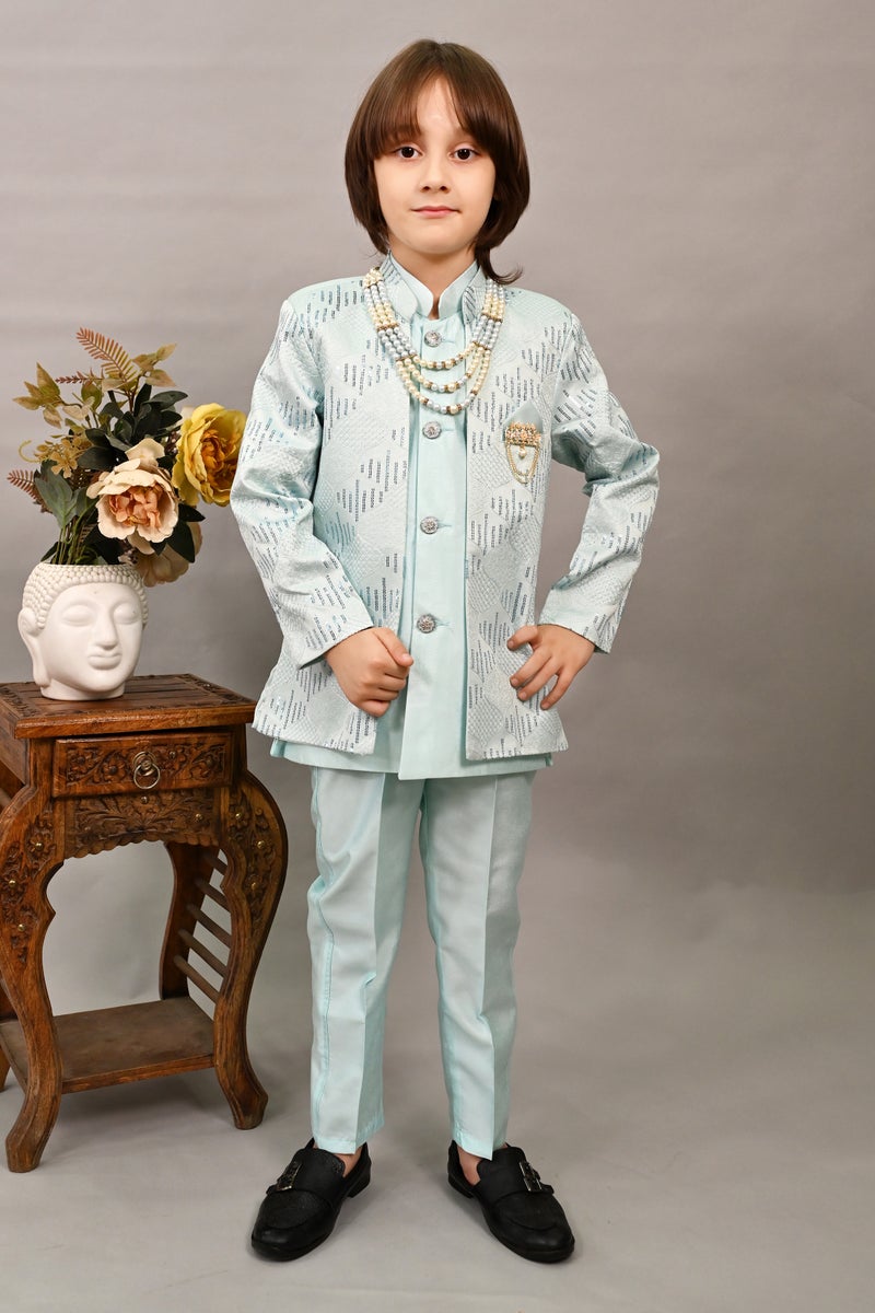 Sky Blue Sherwani Set for Boys